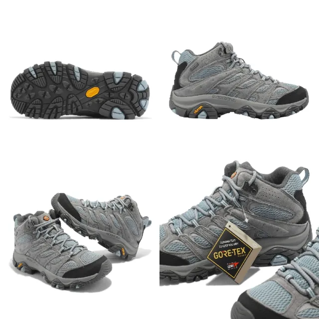 【MERRELL】登山鞋 Moab 3 Mid GTX 女鞋 灰 藍 防水 中筒 避震 Vibram 戶外 郊山(ML036312)