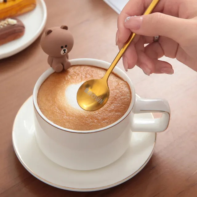【LINE FRIENDS】熊大兔兔造型304不鏽鋼長柄攪拌勺湯匙(攪拌匙 咖啡勺)