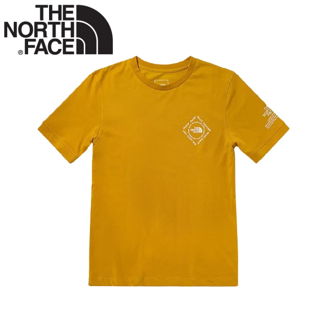 【The North Face】男 排汗透氣短袖T恤《黃》5B34/背部戶外圖騰印花圓領短袖T恤/運動衫(悠遊山水)