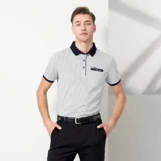 【pierre cardin 皮爾卡登】休閒服飾 男款 小三角印花短袖POLO衫-白色(5237209-90)