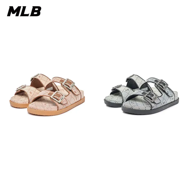 【MLB】雙扣帶拖鞋 MONOGRAM系列 紅襪/洋基隊(3ALPCTM33-兩色任選)