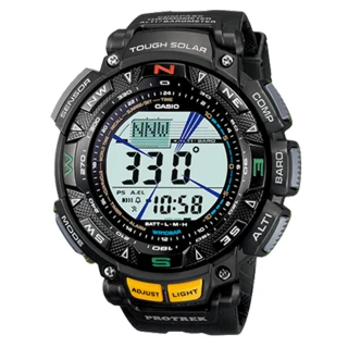 【CASIO 卡西歐 登山錶 系列】專業登山錶-太陽能_高度_氣壓_溫度_數位羅盤運動錶(PRG-240)