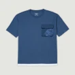 【Hang Ten】男裝-RELAXED FIT純棉假兩件航海印花短袖T恤(藍)
