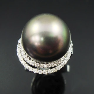 【蕾帝兒珠寶】-寵愛黑色深海貝殼珍珠戒指