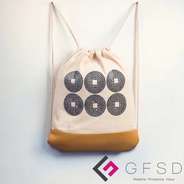 【GFSD璀璨水鑽精品】雙11 真田幸村-礦黑(戰國武將家徽抽繩束口後背包)