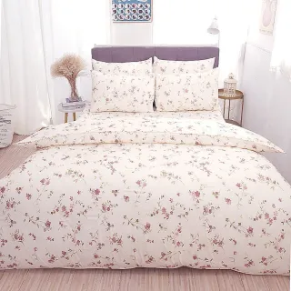 【Lust 生活寢具】法式玫瑰100%純棉、單人加大3.5尺精梳棉床包/枕套組 《不含被套》、台灣製