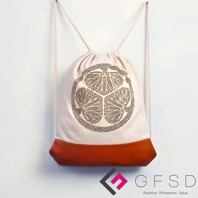 【GFSD璀璨水鑽精品】雙11 德川家康-金鑽(戰國武將家徽抽繩束口後背包)