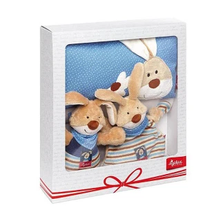 【德國Sigikid】點心兔兔-嬰兒彌月送禮 兔年寶寶(音樂鈴+安撫巾+枕頭禮盒)