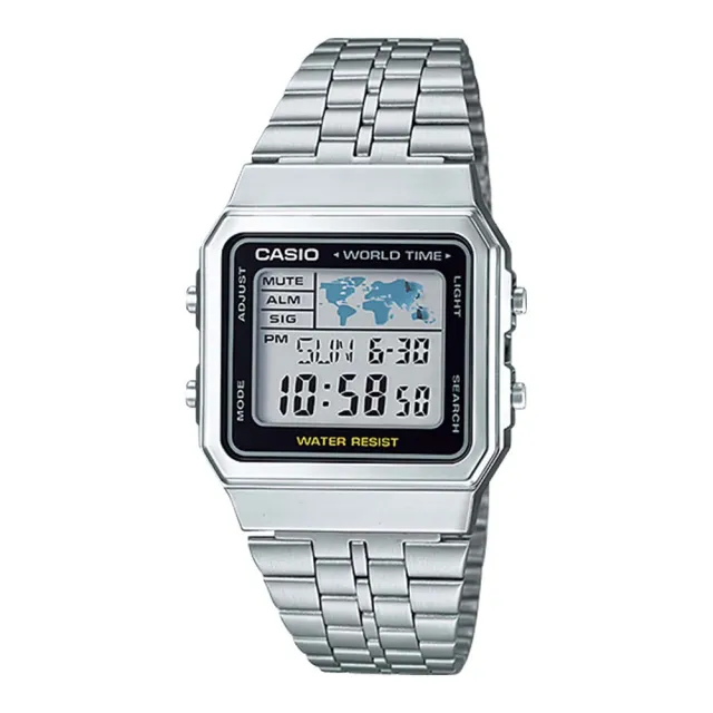 【CASIO 卡西歐】世界地圖探險復古風格電子錶(A500WA)