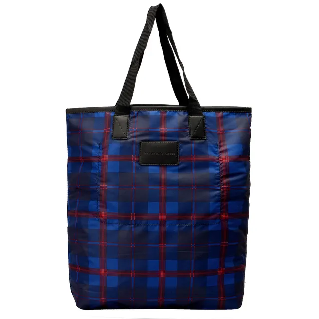 【MARC BY MARC JACOBS】格紋厚織尼龍托特包(深藍M001516-INDIGO-MULTI)