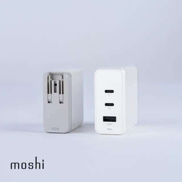 【moshi】Rewind 100W USB-C GaN 氮化鎵充電器(內附 1.2米 USB-C 快充線)