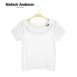 【Kinloch Anderson】短袖針織上衣 甜美蕾絲蝴蝶結別針翻領直條T恤  KA108900470  金安德森女裝(米白)