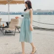 【Lydia】現貨 細肩帶洋裝 海邊渡假風氣質連身洋裝(白/黃/綠/藍 F)