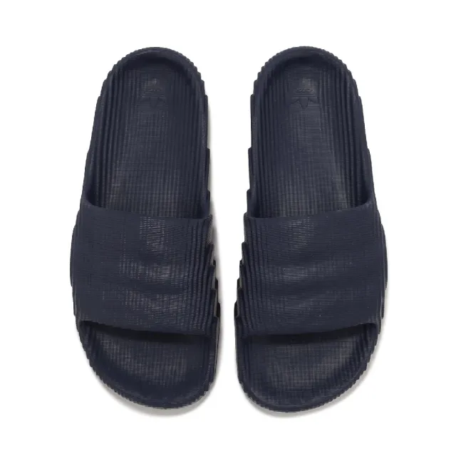 【adidas 愛迪達】拖鞋 Adilette 22 深藍 波浪紋 防水 愛迪達 男鞋 女鞋(IG7497)