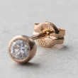 【ete】K18 經典單鑽包鑲鑽石耳環-0.20ct(金色 玫瑰金色)