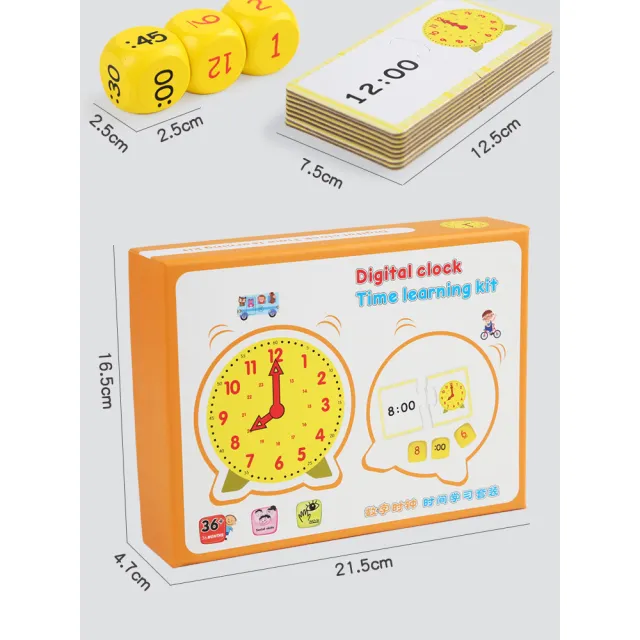 【時鐘桌遊 時鐘+卡片+骰子套裝組】時鐘桌遊 學習鐘 時鐘學習 時間學習 時間卡片(時鐘啟蒙)