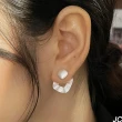 【JC Collection】純銀925霧面磨砂後掛式幾何圖耳環(銀色)