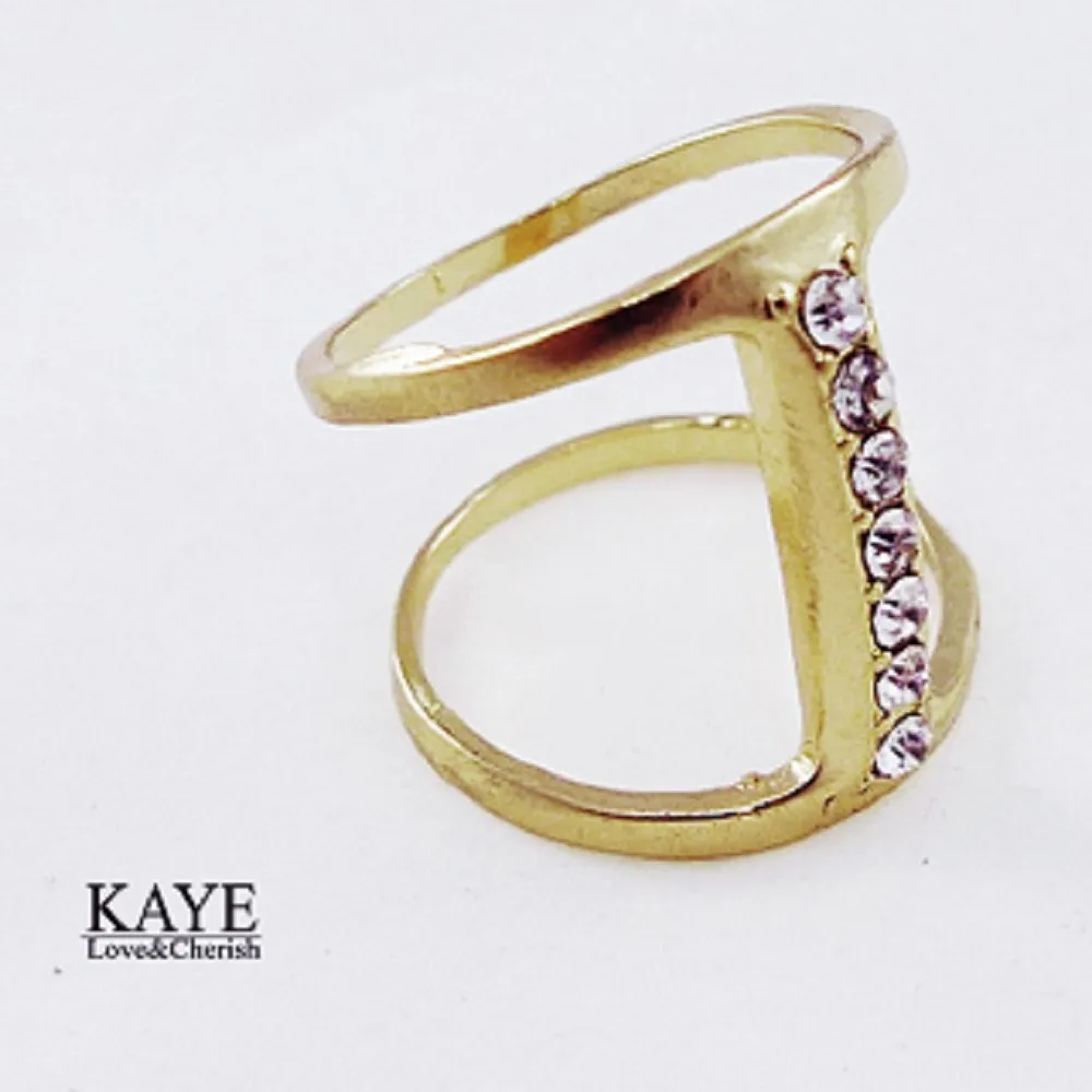 【Kaye歐美流行飾品】I字鑲嵌水鑽造型戒指
