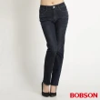 【BOBSON】女款高腰後袋星星刺繡小直筒褲褲(藍8121-52)