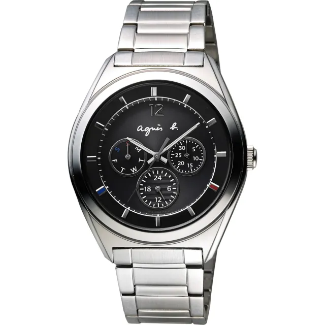 【agnes b.】Solar 驚豔巴黎太陽能日曆手錶-黑(BT5009P1/V14J-0CG0D)