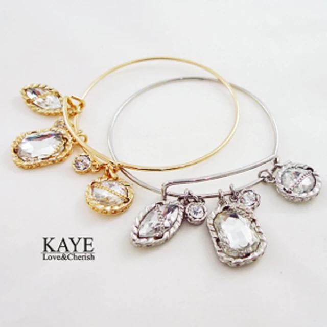 【Kaye歐美流行飾品】極簡巴洛克鑲嵌大水鑽手環