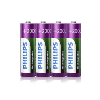 【PHILIPS】低自放鎳氫充電電池 AA 3號(2000mAh  4入)