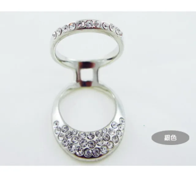 【Kaye歐美流行飾品】立體拉環造型鑲嵌水鑽戒指