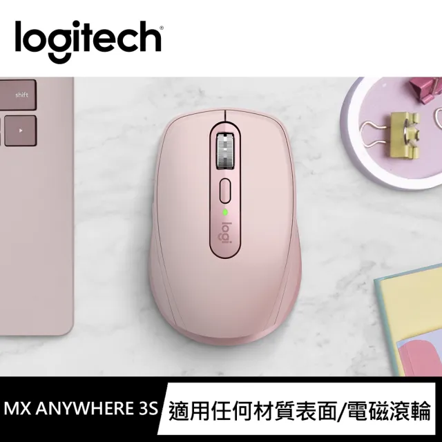 【Logitech 羅技】MX Keys Mini無線鍵盤 + MX Anywhere 3S無線行動滑鼠(玫瑰粉)