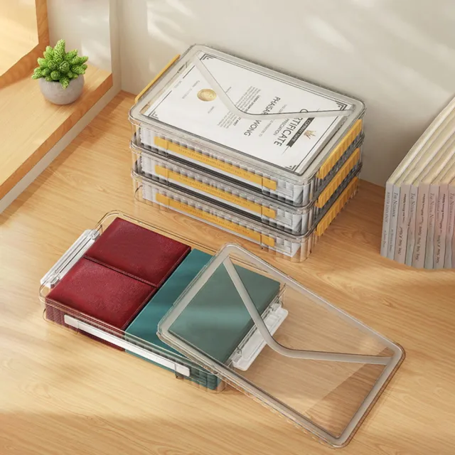 【SUNORO】卡扣式透明證件收納盒 文件整理收納盒 桌面收納盒 抽屜收納盒