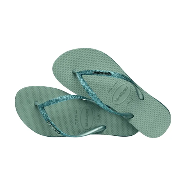 【havaianas 哈瓦仕】拖鞋 女鞋 夾腳拖 閃亮 Slim Sparkle II 綠 4146937-1809W(哈瓦士)