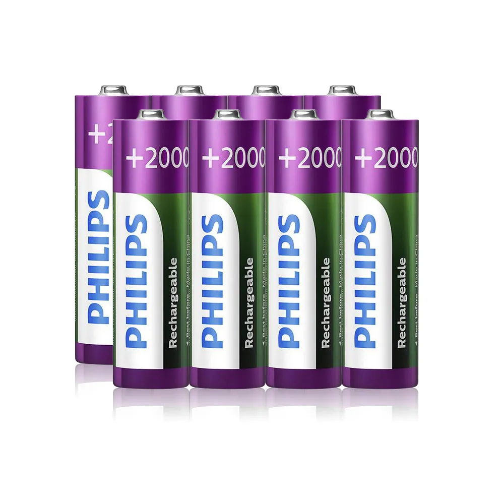 【PHILIPS】低自放鎳氫充電電池 AA 3號(2000mAh 8入)
