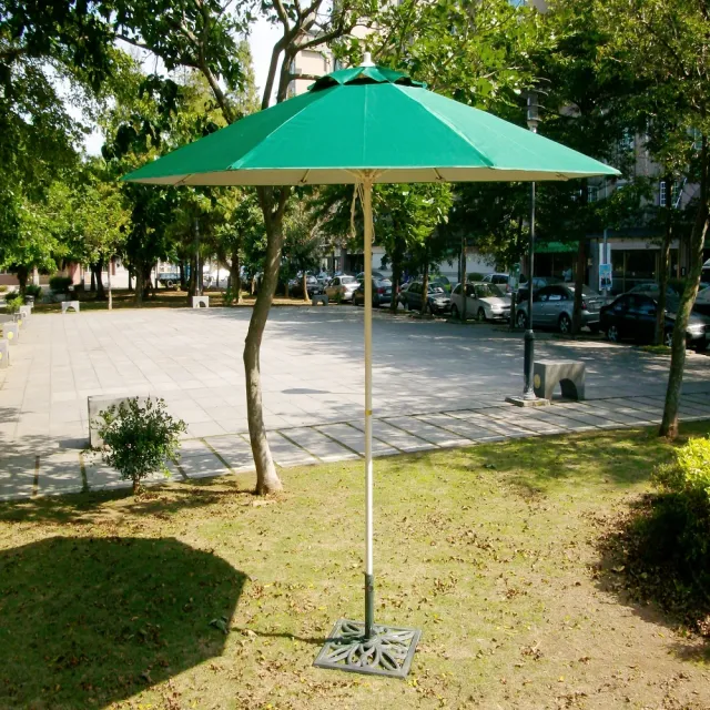 【BROTHER 兄弟牌】九尺玻璃纖維骨架+鐵管烤漆防水太陽傘(綠色)