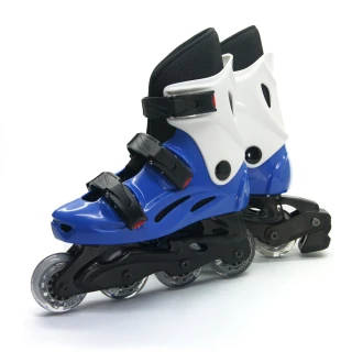 【D.L.D多輪多】高塑鋼底座 專業直排輪 溜冰鞋(藍白--530)