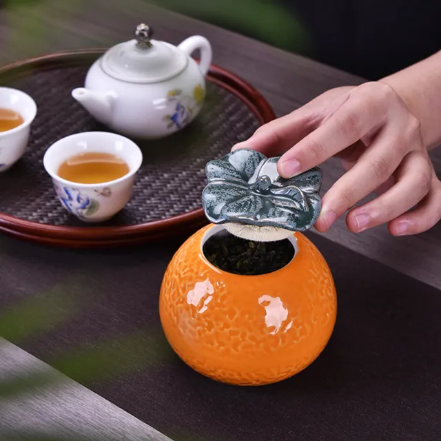 【古緣居】大吉大利陶瓷橘子茶葉罐密封罐喜糖罐禮品罐茶具擺件伴手禮(兩個)
