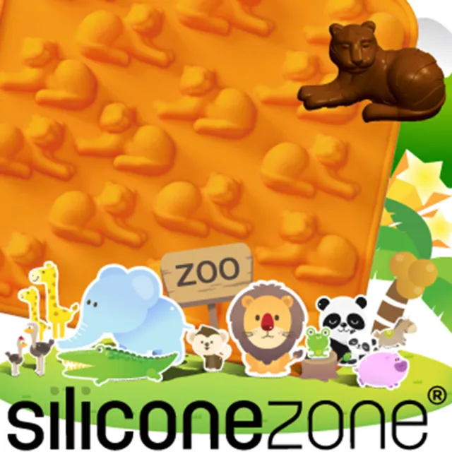【Siliconezone】施理康ZOO耐熱老虎巧克力模/冰模-橘色(OM-11668-AA)