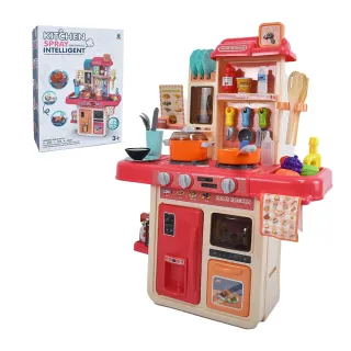 【Playful Toys 頑玩具】63CM仿真噴霧廚房玩具42件(辦家家酒玩具  兒童廚房玩具 有聲廚房玩具)