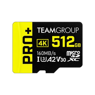 【Team 十銓】PRO+ MicroSDXC 512GB UHS-I U3 A2 V30 記憶卡(含轉卡+終身保固)