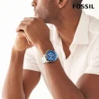 【FOSSIL 官方旗艦館】Fossil Blue 深海跳色經典GMT指針手錶 銀色不鏽鋼錶帶 46MM FS5991