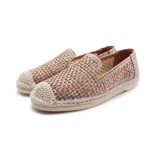 【WALKING ZONE】女 日系麻線編織休閒鞋 女鞋(米金色)