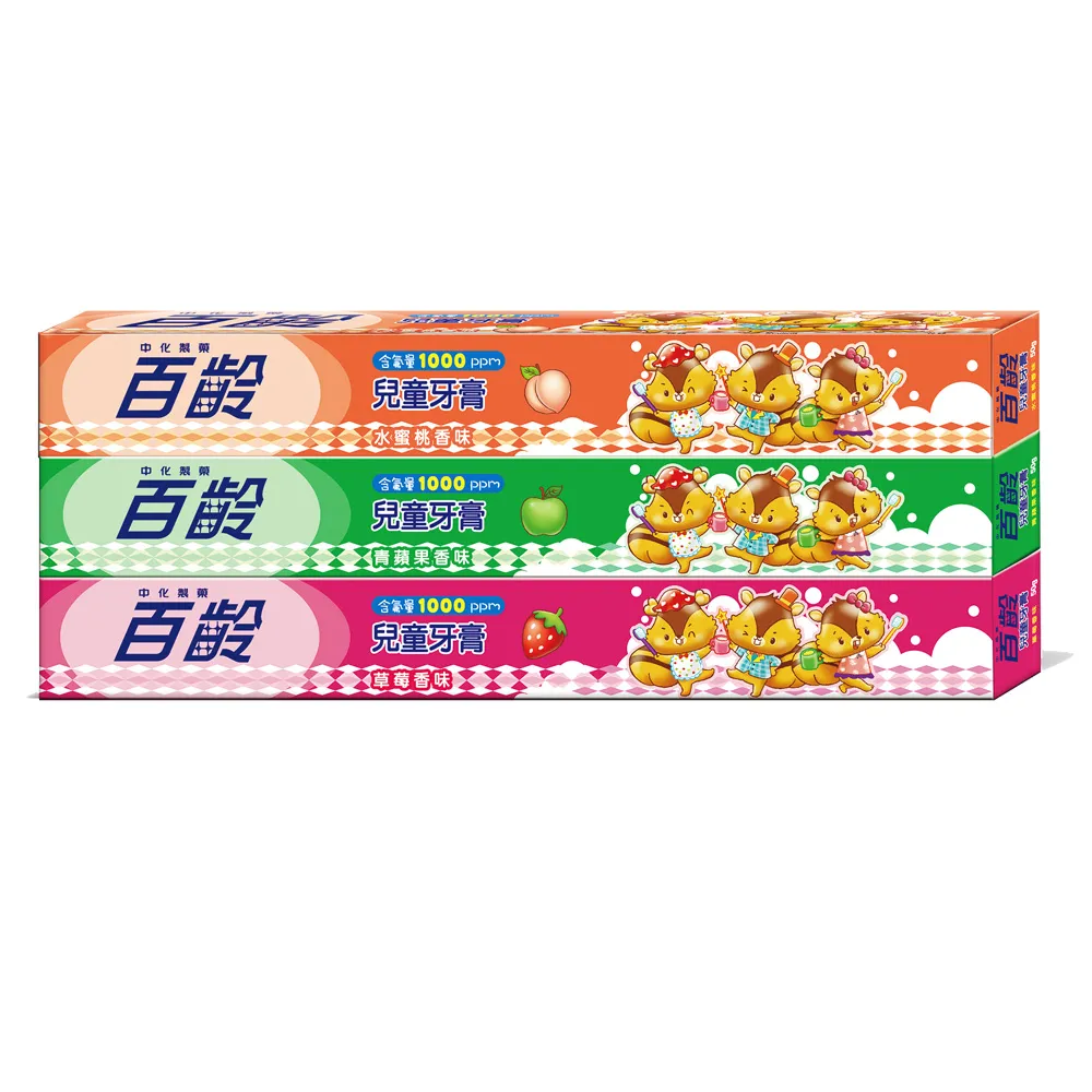 【Smiling 百齡】兒童牙膏-草莓+青蘋果+水蜜桃(50g*3入組)