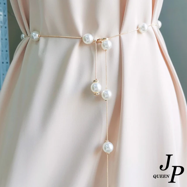 【Jpqueen】珍珠落雨時尚百搭洋裝細腰鍊(2色可選)