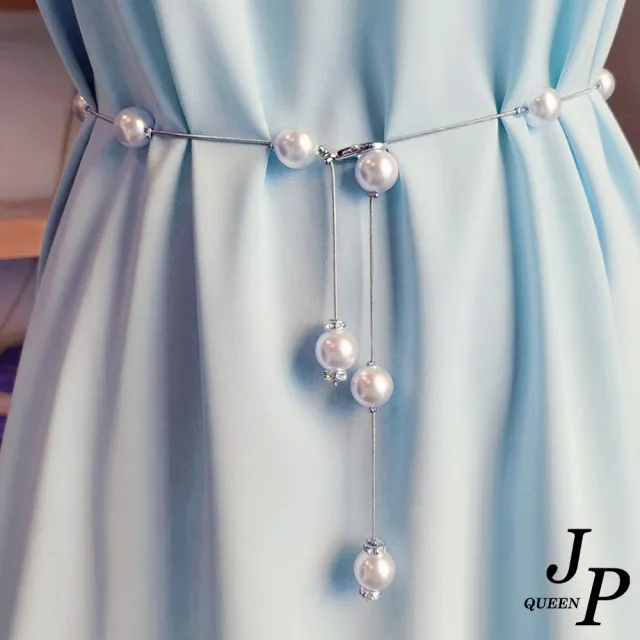 【Jpqueen】珍珠落雨時尚百搭洋裝細腰鍊(2色可選)