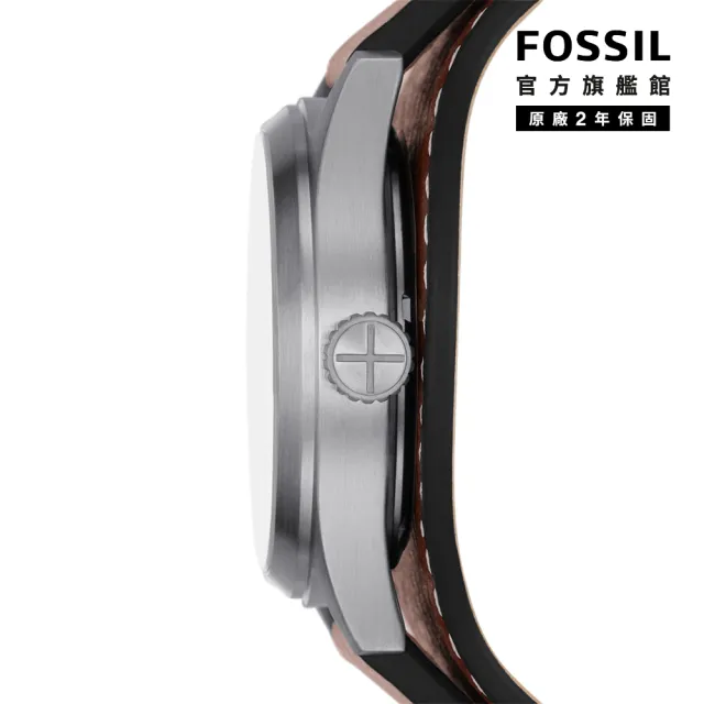 【FOSSIL 官方旗艦館】Defender 復古墨綠雅仕太陽能指針手錶 棕色真皮錶帶 40MM FS5974