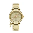 【Vivienne Westwood】香檳金色系 經典大LOGO錶盤 不鏽鋼錶帶 小裝飾設計 女錶 32mm 母親節(VV006KGD)