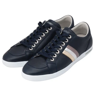 【DOLCE&GABBANA】三色斜紋造型全真皮休閒鞋(深藍CS0657-A3G02-80650)