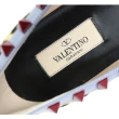 【VALENTINO】馬毛灰藍邊紅鉚釘ROCKSTUDS平底鞋(豹紋)