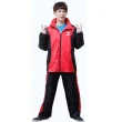 【JUMP】新二代挺酷套裝休閒風雨衣-黑紅+通用鞋套(速)