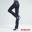 【BOBSON】蔥刺繡鑽飾直筒褲(深藍8031-52)