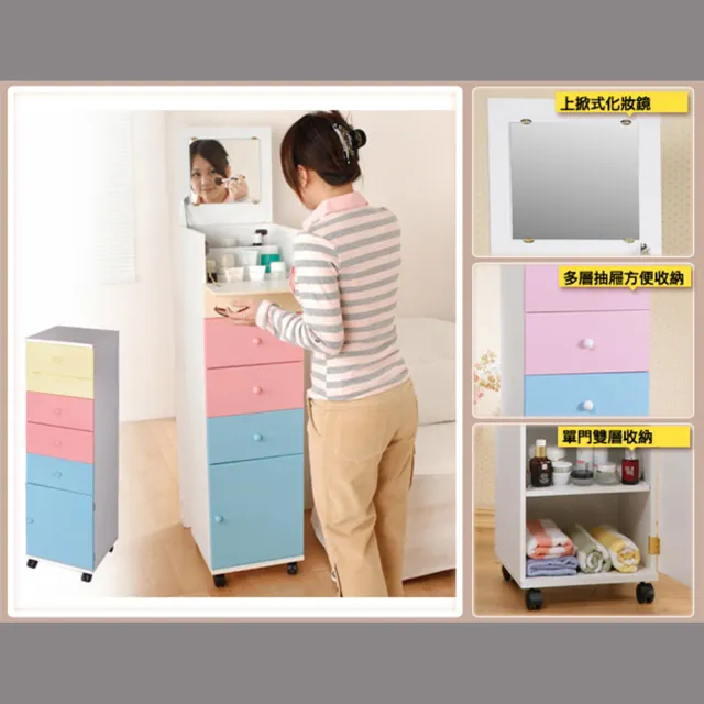 【C&B】粉彩直立式細縫便利化妝收納櫃(四色可選)