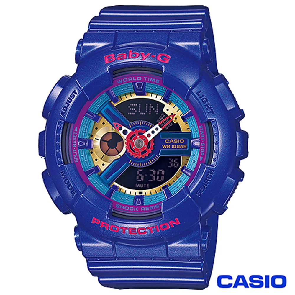 【CASIO卡西歐】BABY-G少女時代立體多層次搶眼運動雙顯錶(BA-112-2A)